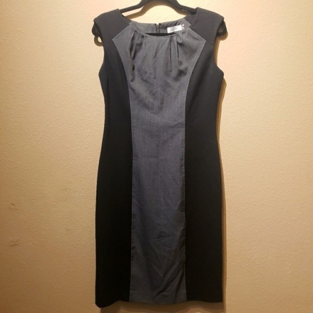 Calvin Klein Sleeveless Sheath Dress Grey and Black Size 8